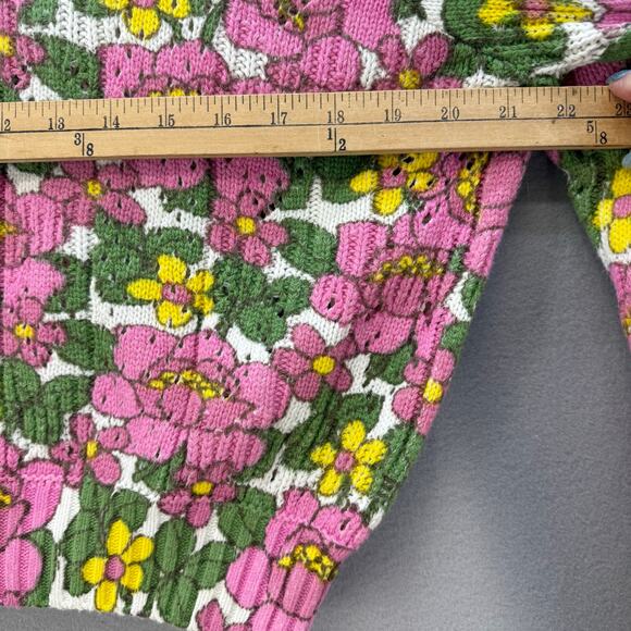 Show Me Your Mumu Women's Vienna Sweater S Pink Green Floral Cropped Length - Picture 7 of 9
